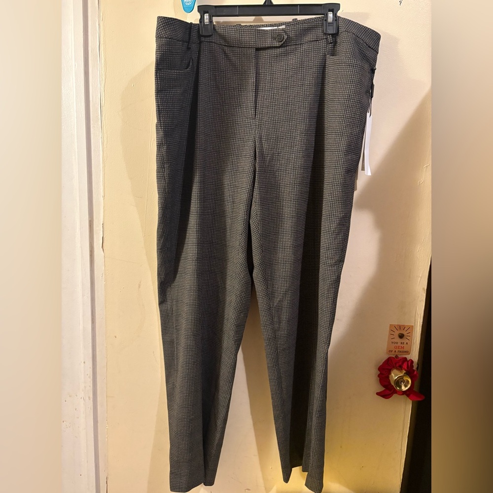 Calvin Klein Black and Gray Patterned Dress Pants